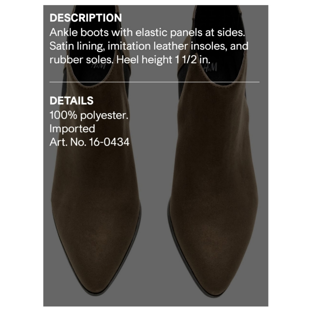 H&M Taupe Faux Suede Chelsea Ankle Boots With Elastic Side Panels Women's Size 6 - Picture 10 of 10